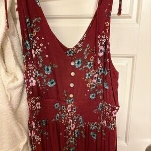 Abercrombie & Fitch Red Blue Buttoned Maxi Sundress